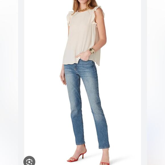 Ba&sh Cream Fani Crepe Ruffle Blouse Small - Picture 4 of 14